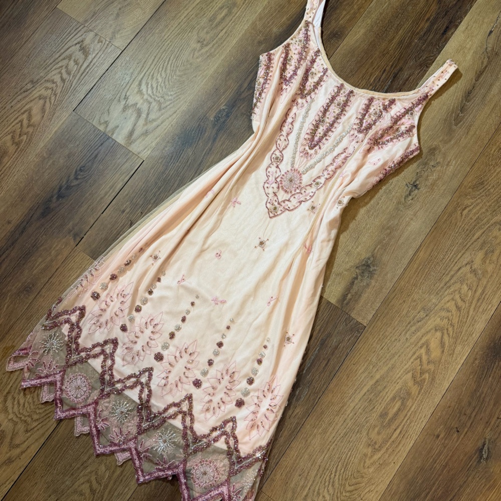 Vintage Y2K Beaded Dress Vintage Beaded Dress Fairy Mesh 20’s Flapper Dress Prom - Picture 12 of 13